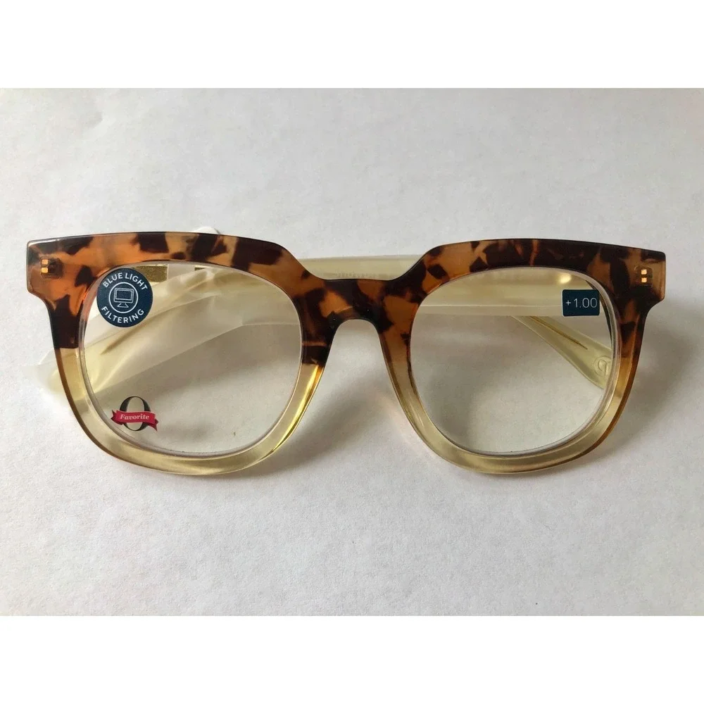 New AnthropologieTortoise Yellow Peepers blue light filter readers +1.00